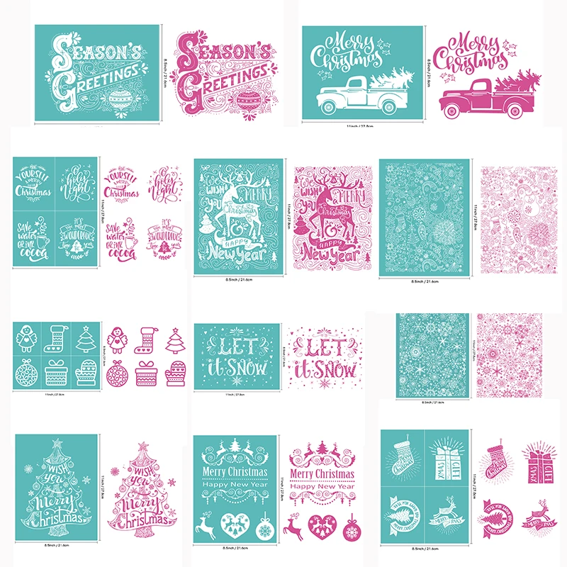 

Christmas Silk Screen Stencils Reusable Self-Adhesive Silk Screen Printing for Halloween Clay Stamps Jewelry Earrings Transfer