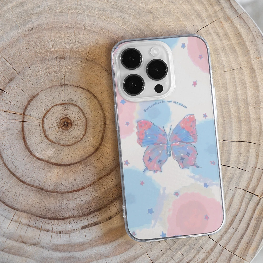 Нежный чехол для телефона с бабочкой IPhone 16 15 14 13 11 Pro Max танцующей 114 Plus X XR XS