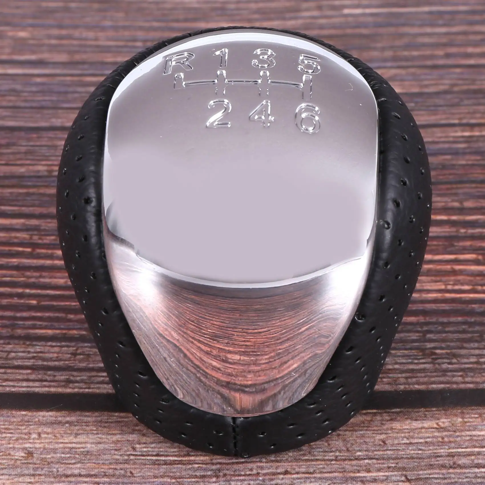 Спортивная Перфорированная кожаная ручка переключения передач хромированная