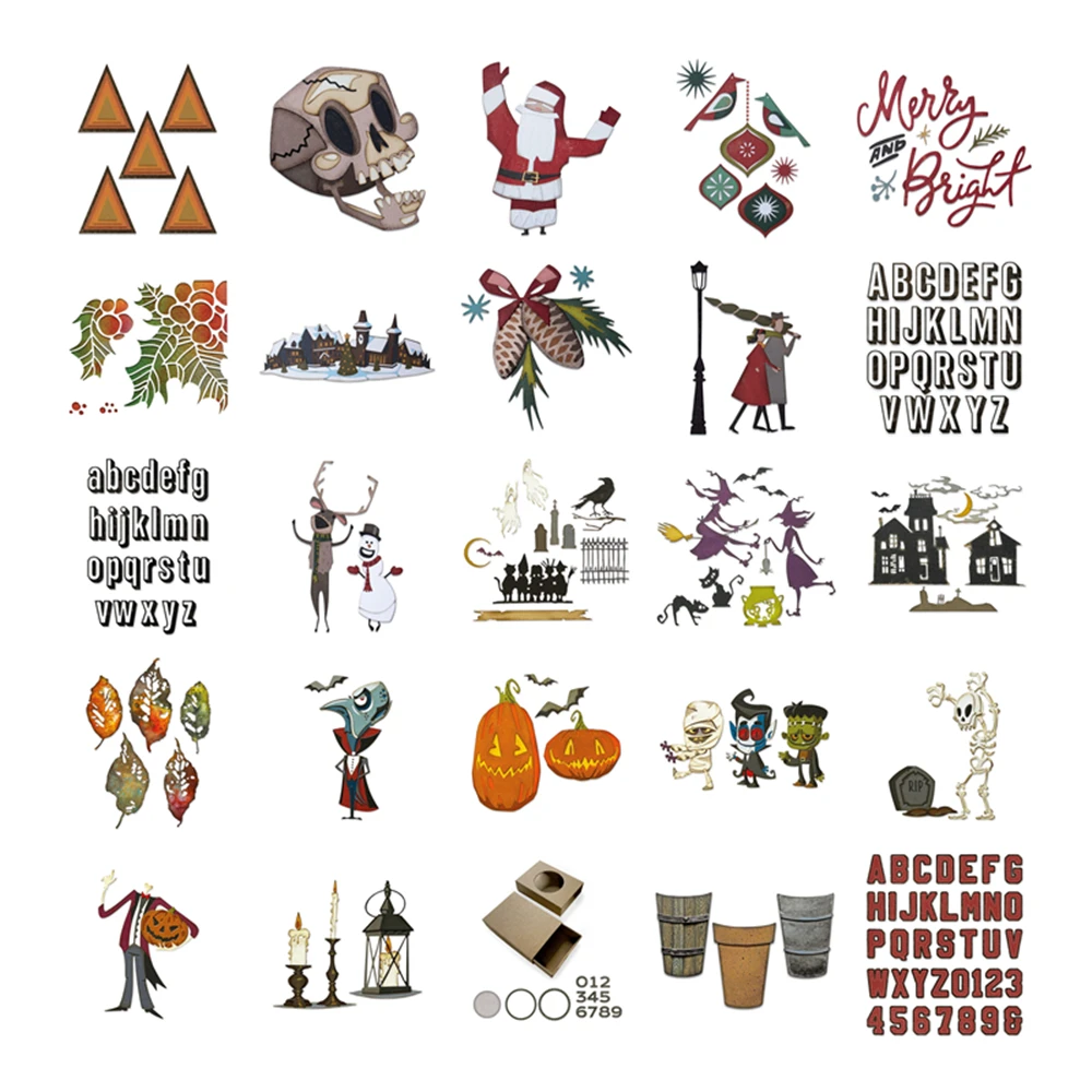 

Words Autumn Pumpkin Halloween Skull Haunted House Metal Cutting Dies For Scrapbooking Paper Making Account Craft Card No Stamp