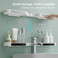 multifunction bathroom revolving rack wall mounted toilet washstand kitchen wall storage rack punch free home supplies