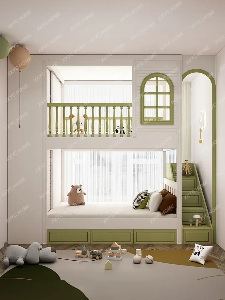 Детская комната регулируемая по высоте кровать двухъярусная с шкафом