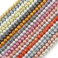4 6 8 10mm electroplated colorful volcanic stone round beads diy hand string bracelet jewelry making volcanic rock loose beads