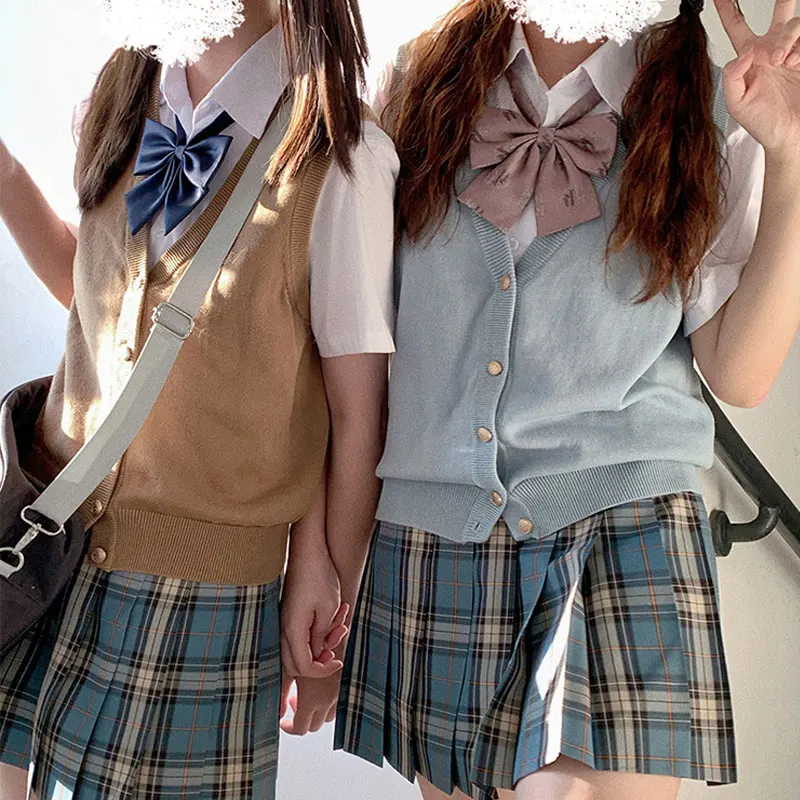 Японская униформа для девочек Seifuku вязаный кардиган жилет студенческий свитер с