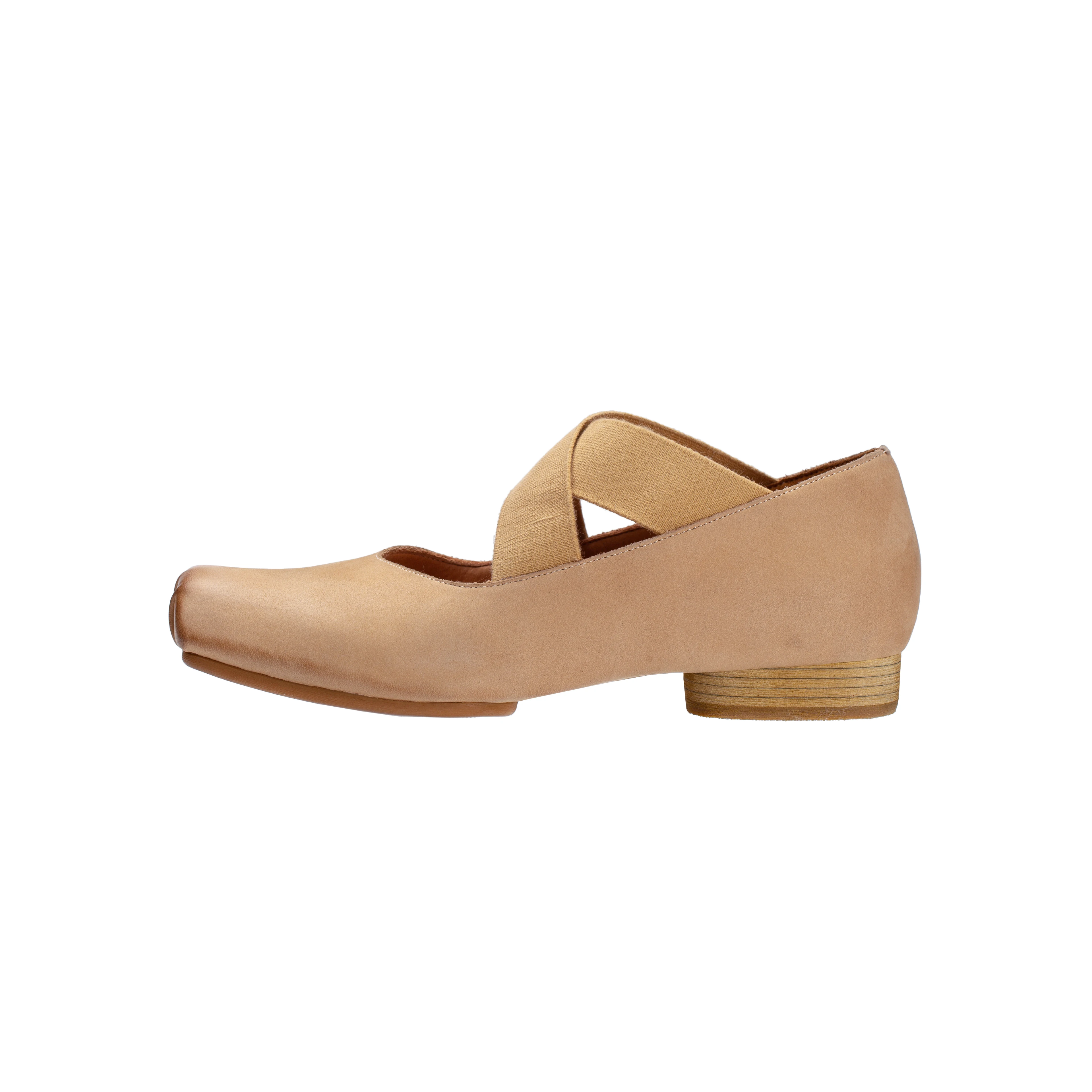 French Retro Ballet Genuine Leather Nubuck Square Head Cross Webbing Women Shoes Flats 2111