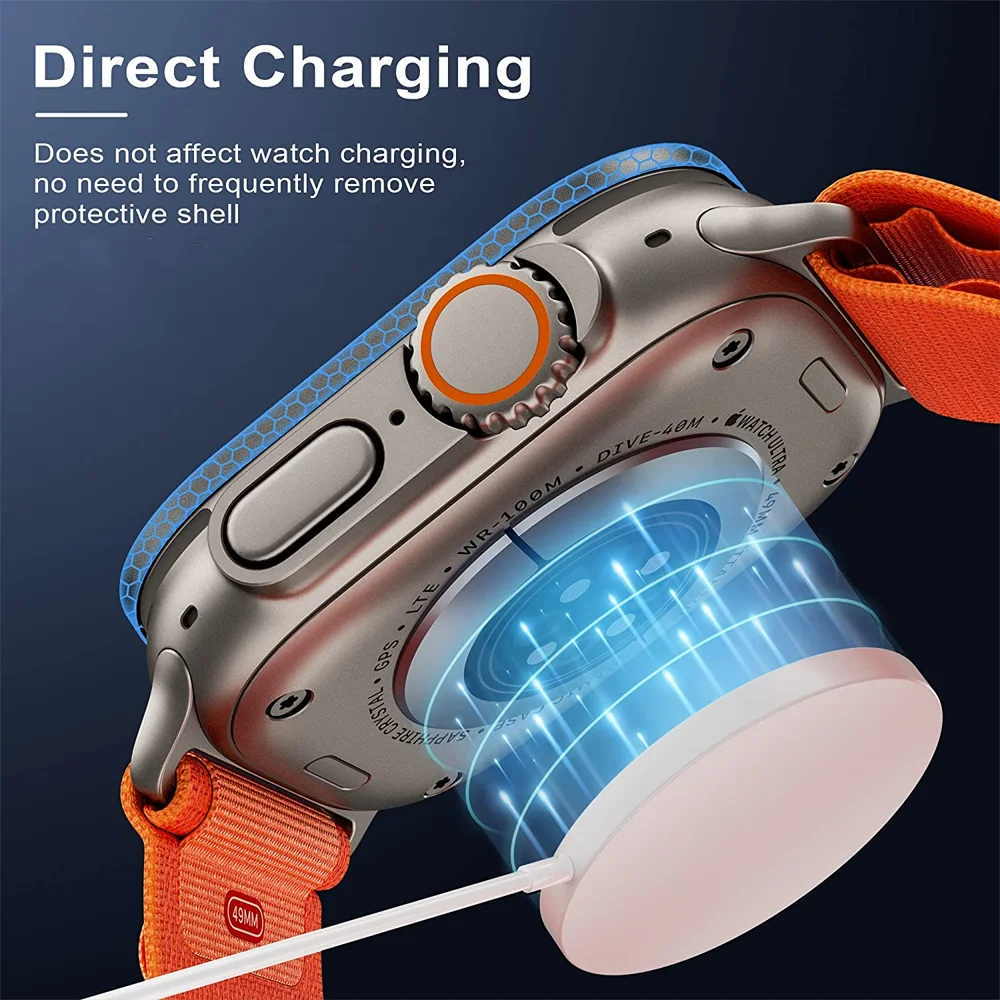 3D Screen Protector for Apple Watch Ultra 49mm accessories Metal Aluminum Alloy Frame Full Cover + HD Tempered Glass iWatch case