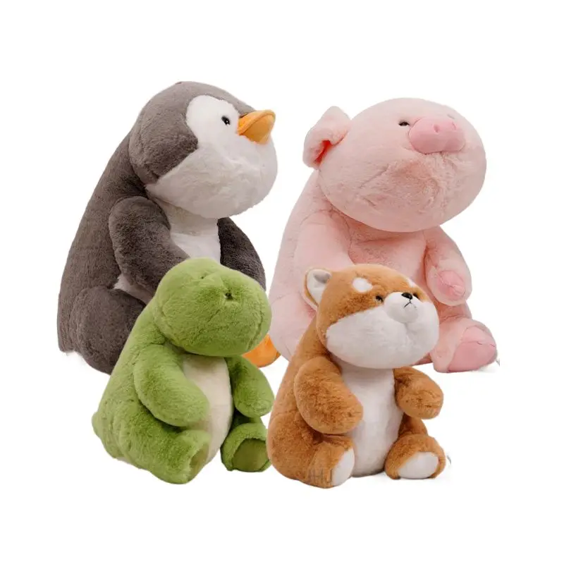 

1pc 25/35/45cm Chubby Stuffed Soft Animals Dino Penguin Pig Dog Doll Appease Peluche Plushie Dolls Nice Birthday Gift For Kids