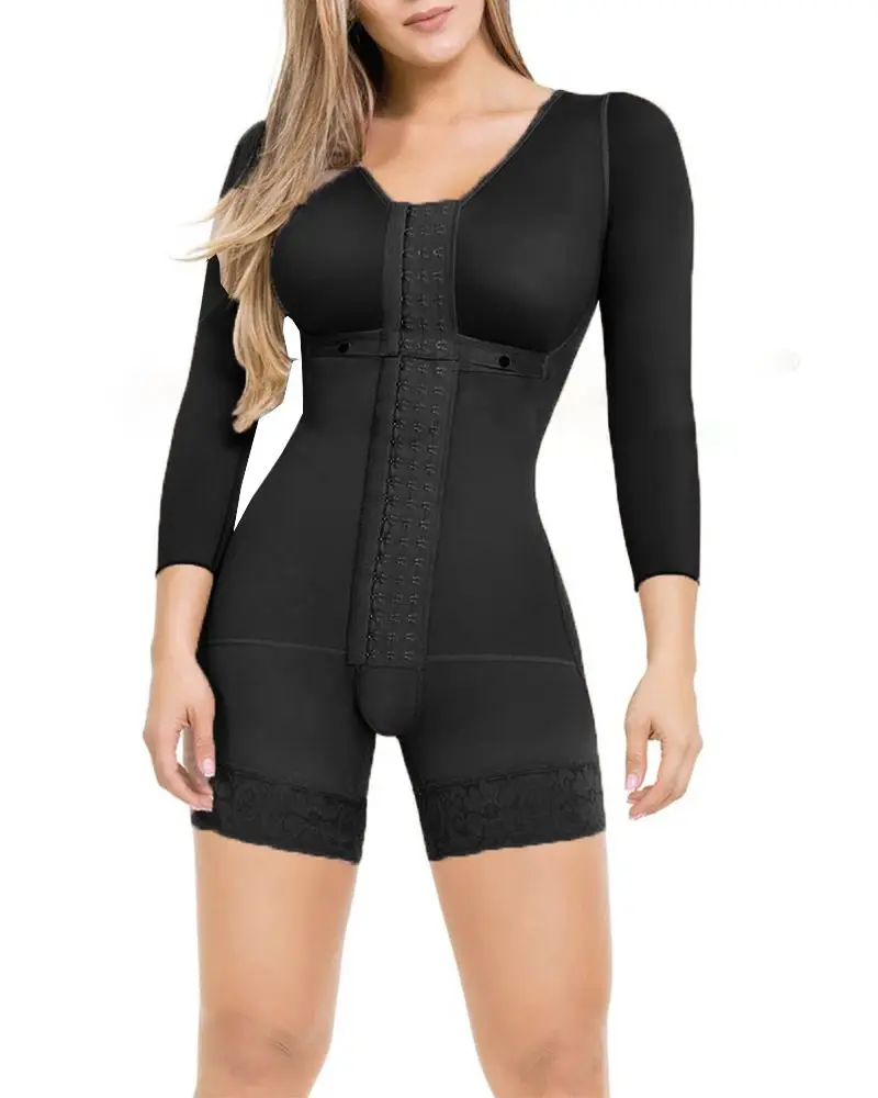 Fajas Women's Corset Sexy Shapewear Open Bust Long Sleeves Bodysuit Waist Trainer Body Sliming Shaping Woman