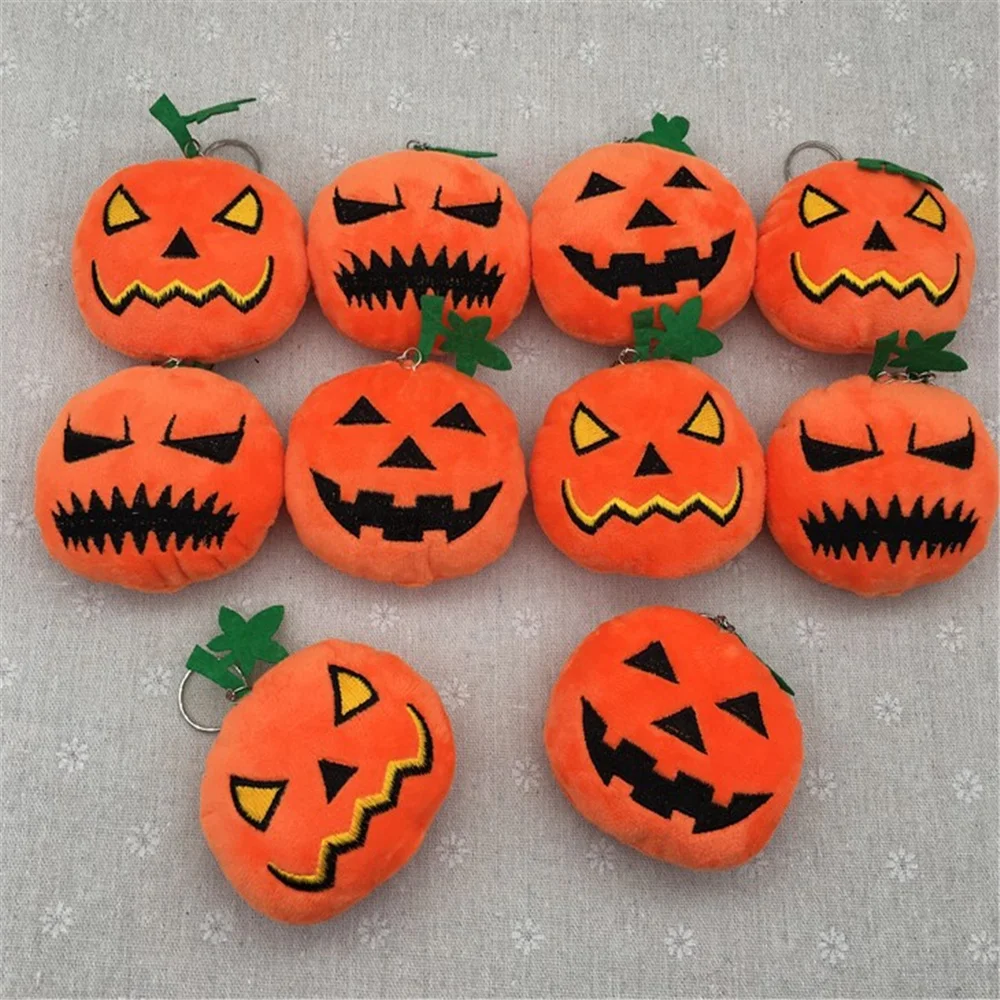 50 шт./лот смешанный дизайн 6 см плюшевая тыква-ключ-подвеска-цепочка игрушка