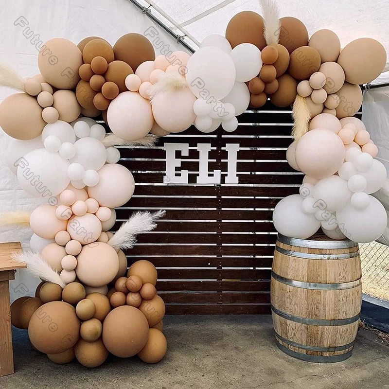 

Coffee Balloons Garland Kit Wedding Decoration Doubled Cream Peach White Ballon Arch Birthday Party Globos Baby Shower Decor