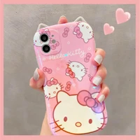 bandai cute cartoon hello kitty ear phone cases for iphone 13 12 11 pro max mini xr xs max 8 x 7 se 2020 back cover