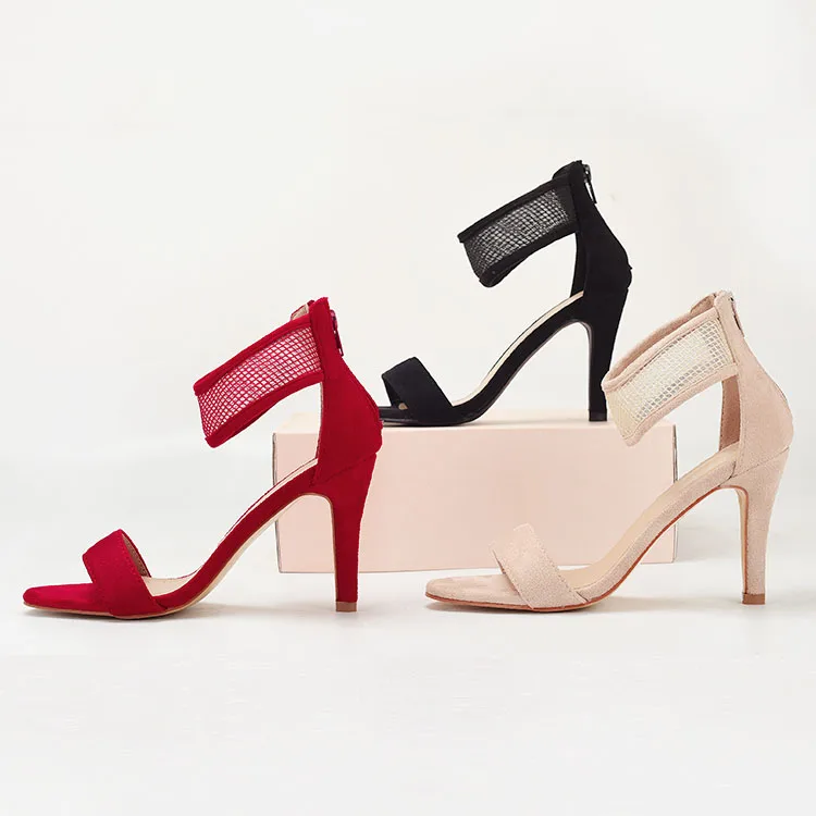 

Sandals Stiletto Heels Shoes Large Size Suit Female Beige Fashion Big Black High Girls Comfort Velvet Scandals Basic Rubber PU