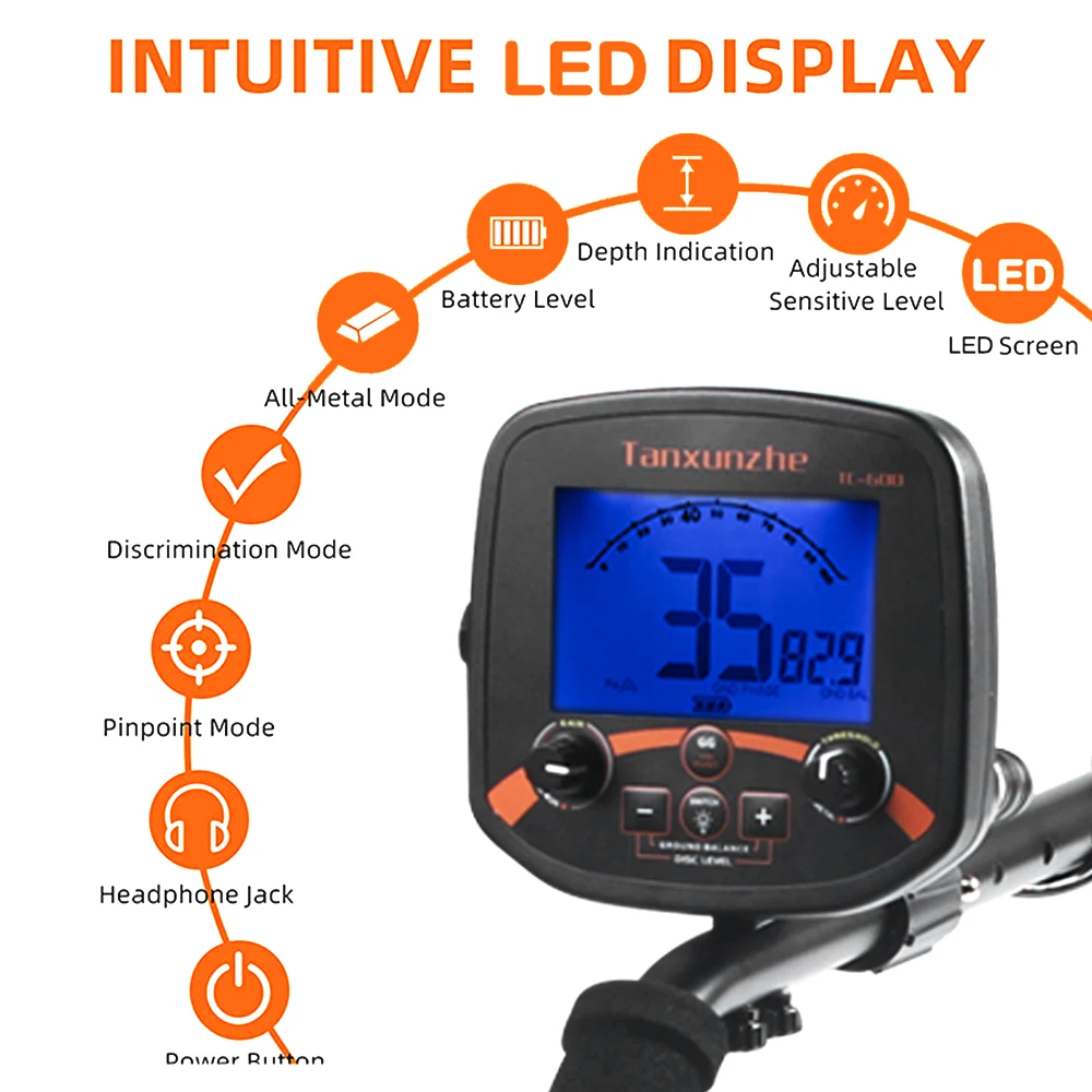 Металлоискатель TC-600 точный профессиональный Подземный металлоискатель для