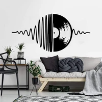 large musical notation with disc wall sticker classroom playroom record player voice wall decal bedroom vinyl home decor