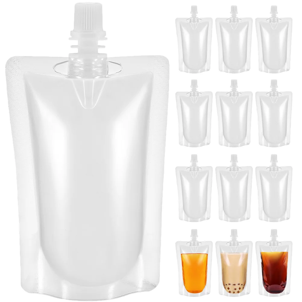 

Clear Pouches Juice Drink Pouches Stand Up Water Flasks Screw Lid Plastic Beverage Bags Adults Coffee Soy Milk