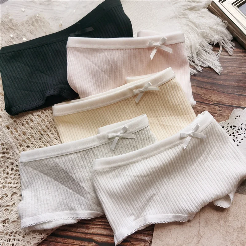 

Classic Striped Sports Cotton Women's Underpants Student Traceless Ruffle Cute Panties Bow Comfortable Seamless Briefs Lingerie