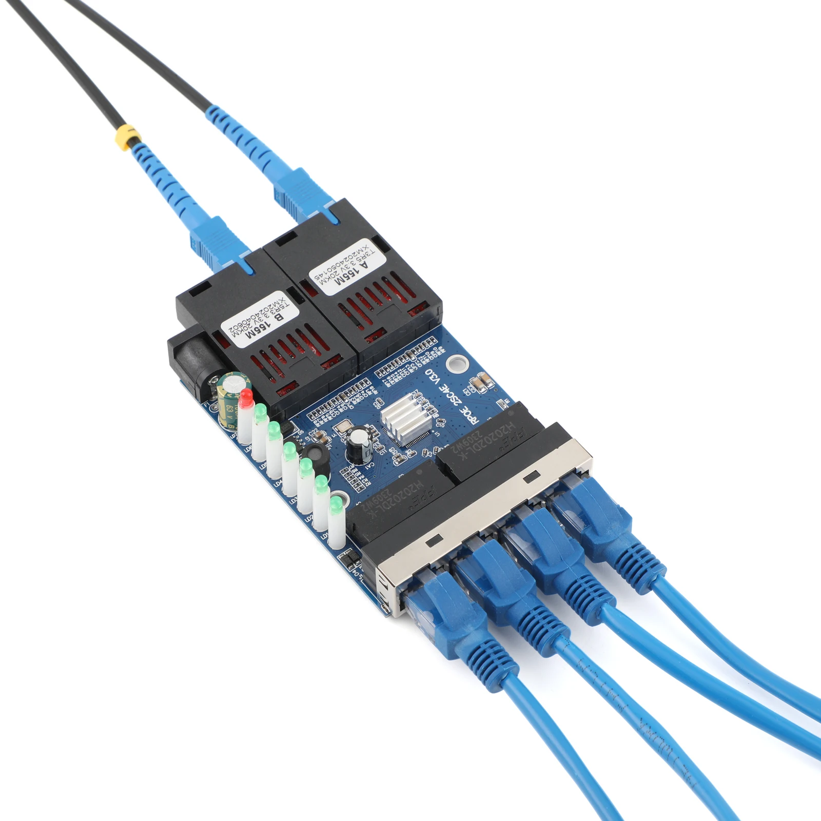 Плата PCBA 10M/100M волоконно-оптический медиа конвертер 4 RJ45 до 2 SC A + B оптический