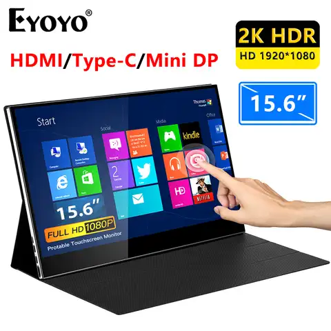 Eyoyo 15,6 дюймовый портативный сенсорный экран монитор 1920x1080 HDR игровой дисплей с входом HDMI/USB-C используется для второго экрана ноутбука ПК