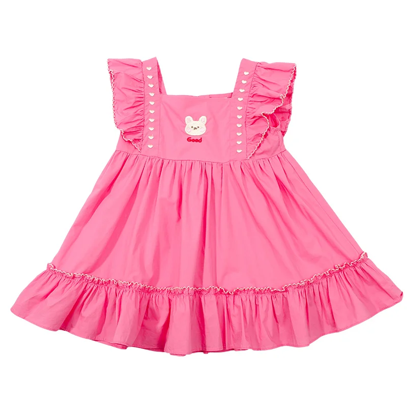 

Bear Girls Flying Sleeves Princess Dress Summer New Children's Wear Girl Baby Trending Dress Cute Kids Clothing Dress Outfits