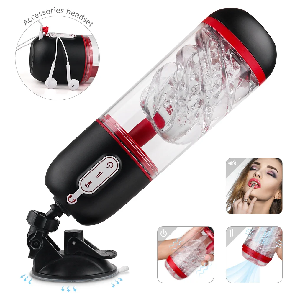 Realistic Female Erotic Voice Male Suction Masturbators Cup Vibrators Vaginal Pussy Sex Toys Men Machine Sucking Penis Massager