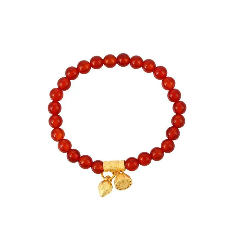 XP Jewelry-резиновый браслет с красными коралловыми бусинами подвеска в виде лотоса