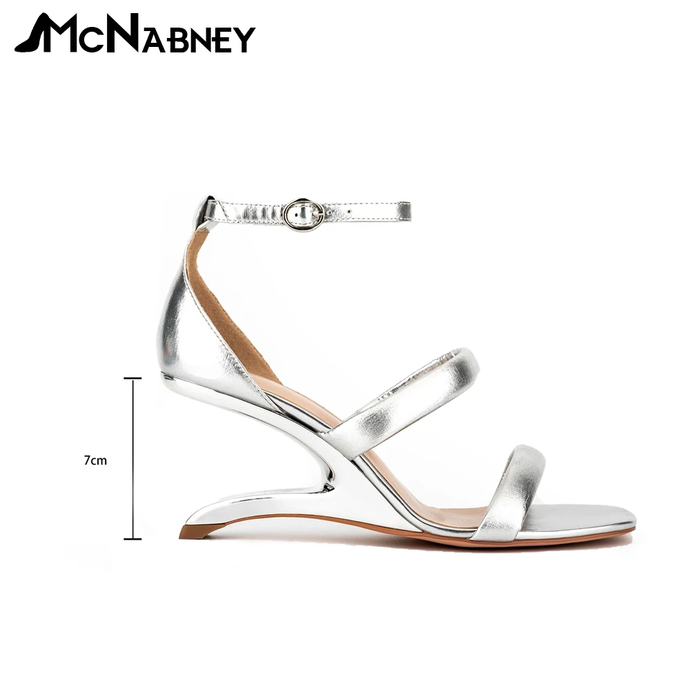

Shaped Heel Sandals Concise Style Buckle Summer Shoes Fashion Zipper Sandals Solid Color Large Size Shoes for Women New In Sale