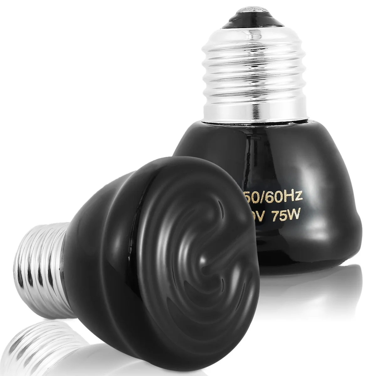 

2pcs Pet Heating Lamp 75W Reptile Heat Lamp E27 Black Infrared Ceramic Heat Emitter with No Light Chicken Cooper Brooder