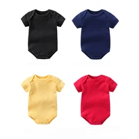 newborn baby bodysuit boys girls cotton solid color short sleeve 0 24months toddler infant photography romper clothes