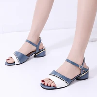new summer fashion golden open toe ladies sandals with buckle ladies high heels sandals square heel solid basic sandals 2022