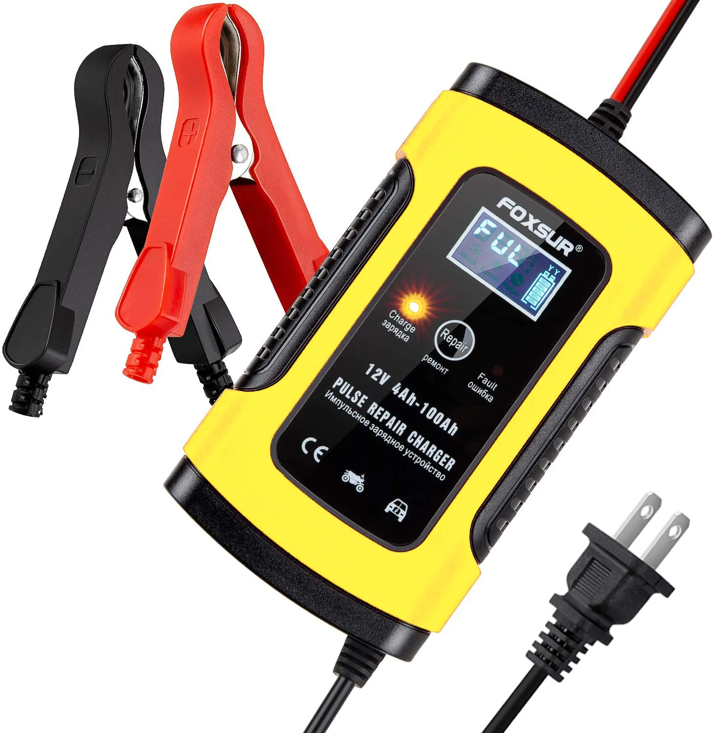 

Full Automatic Car Battery Charger 12V 5A Intelligent Fast Power Charging for AGM GEL Wet Dry Lead Acid Digital LCD Display