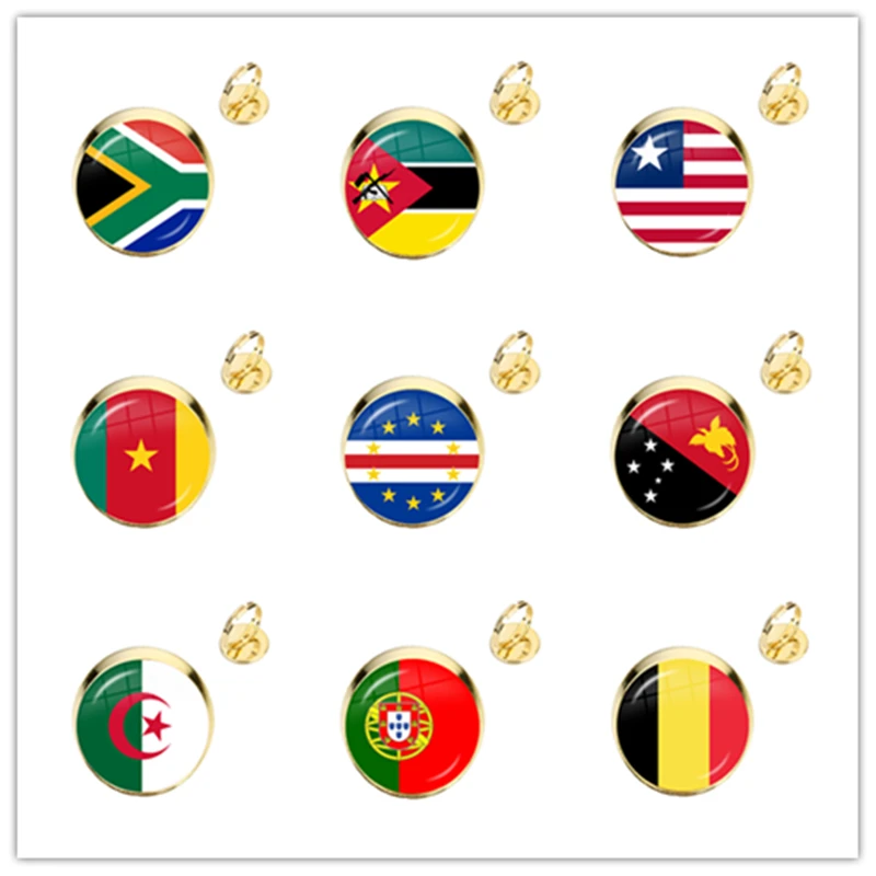 

South Africa,Mozambique,Liberia,Cameroon,Verde,Papua New Guinea,Algeria,Belgium,Portugal National Flag Adjustable Rings For Gift
