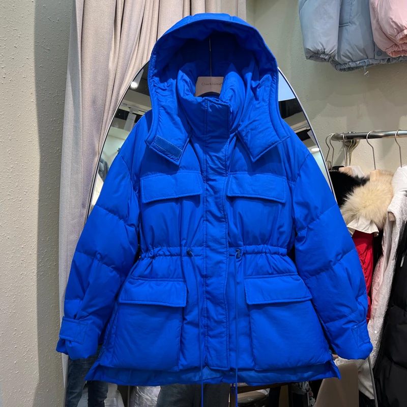 

Женский пуховик на белом утином пуху, теплая верхняя одежда с капюшоном, A32, весна-осень-зима 2022