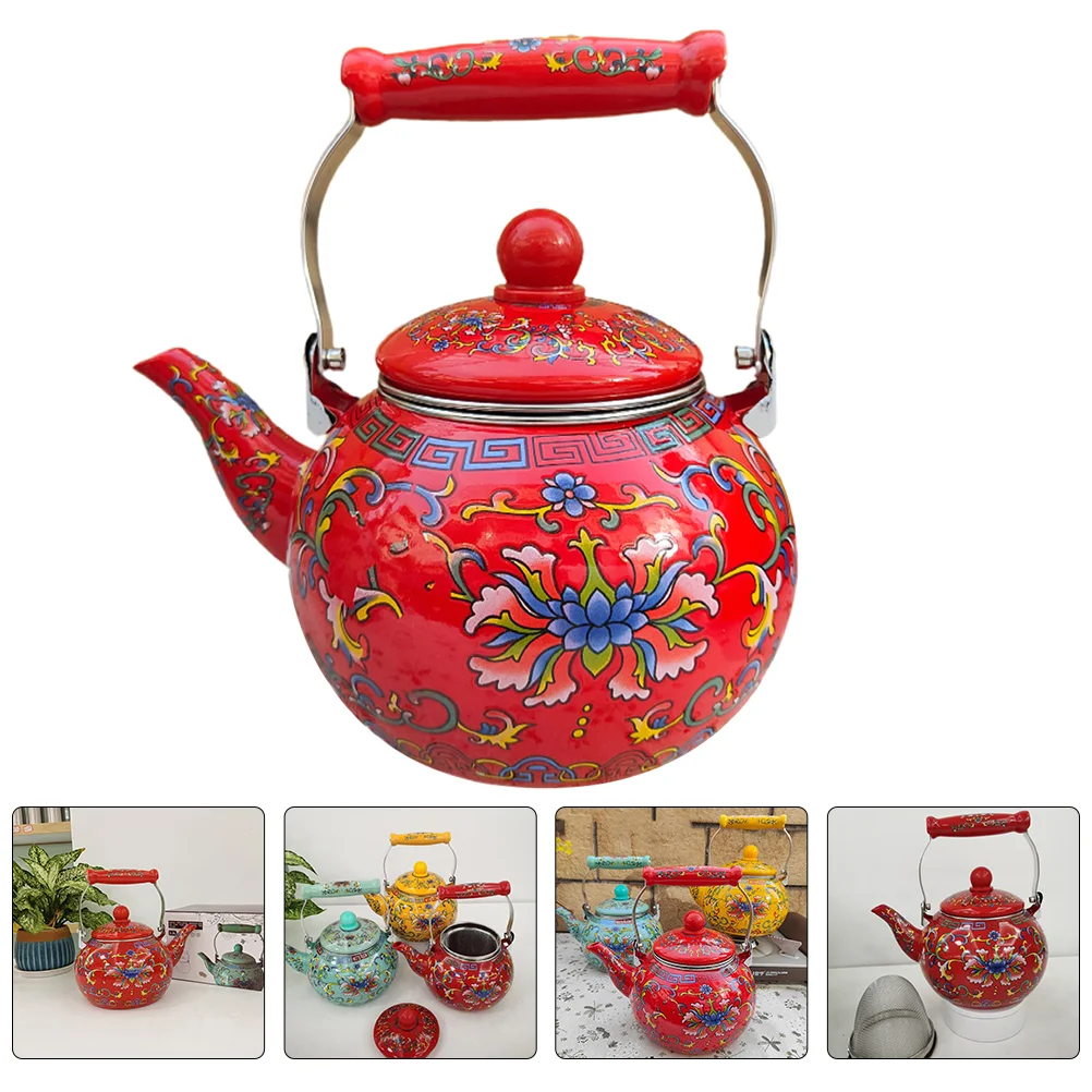 

Teapot Kettle Tea Pot Enamel Water Boiling Chinese Strainer Stovetop Insulated Enameled Teakettle Asian Tetsubin Japanese Heater
