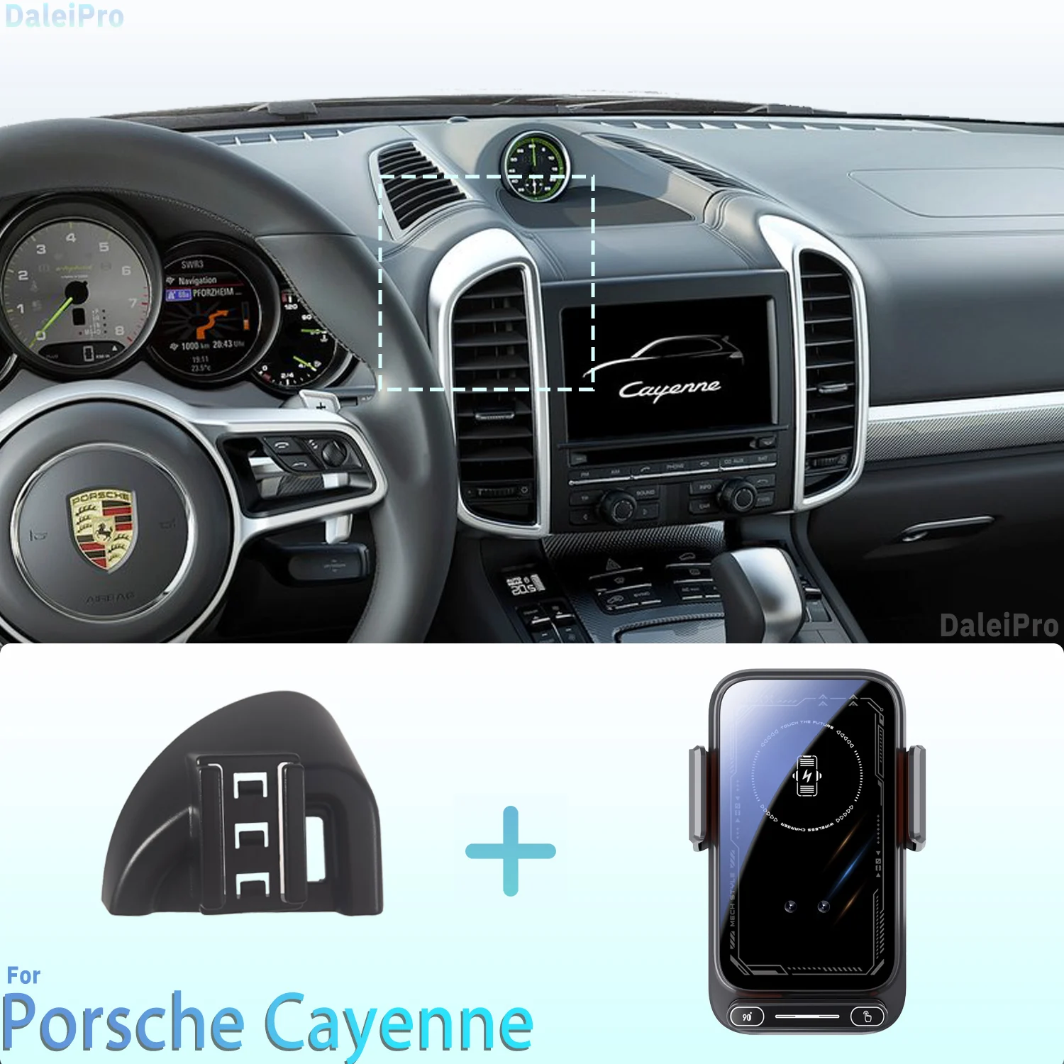 Фото Предназначен для Porsche Cayenne 2010-2014 2015, держатель для телефона, автомобильное магнитное крепление, умное датчик, беспроводная зарядка, выпуск одним касанием Qi №1