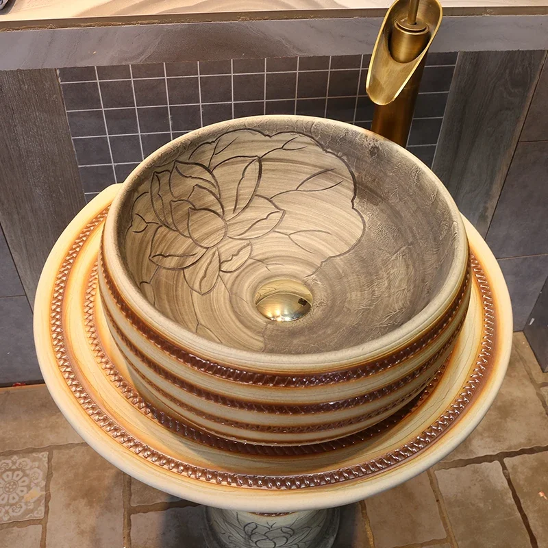 Умывальник Lotus Art на подставке встраиваемая раковина в китайском ретро стиле