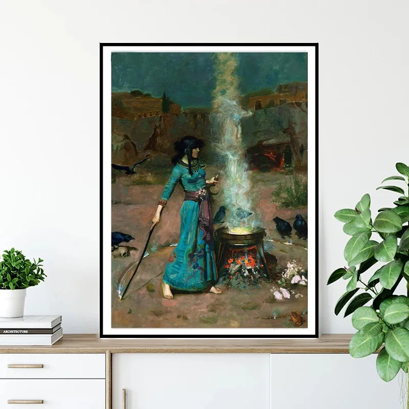 Винтажная живопись холст картина плакат волшебный круг Джон Уильям водяной дом