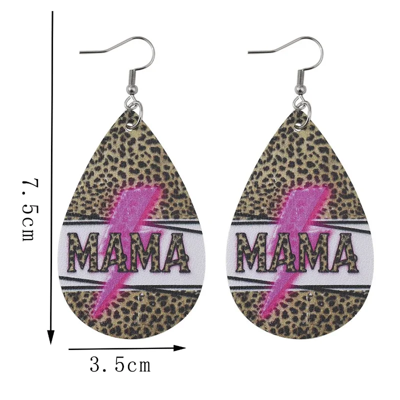 1 пара двусторонних сережек из искусственной кожи с буквами-молнией ко Дню матери