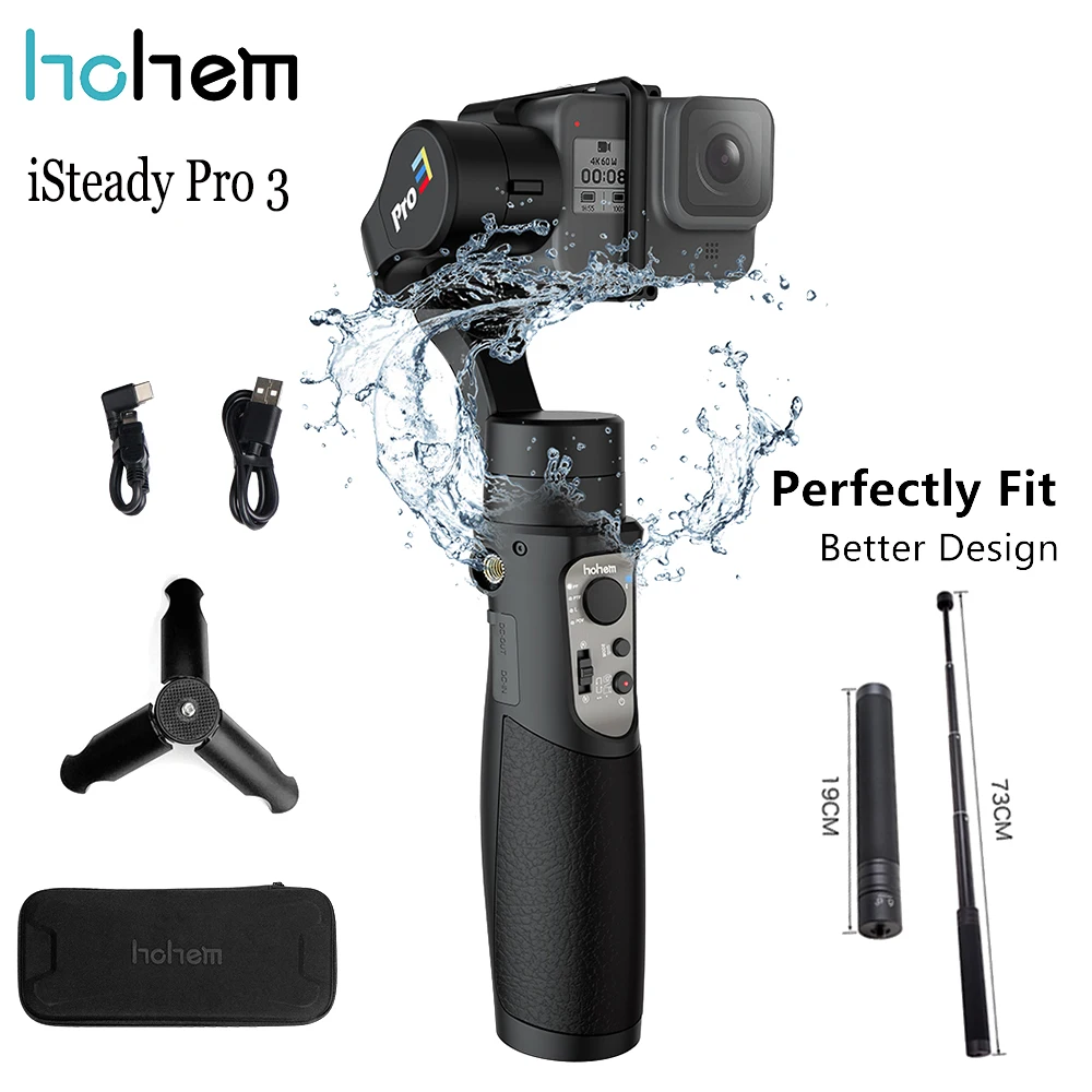 

Hohem iSteady Pro 3 Splash Proof 3-Axis Handheld Gimbal Stabilizer for GoPro Hero 8/7/6 DJI Osmo RX0 SJCAM Action Camera