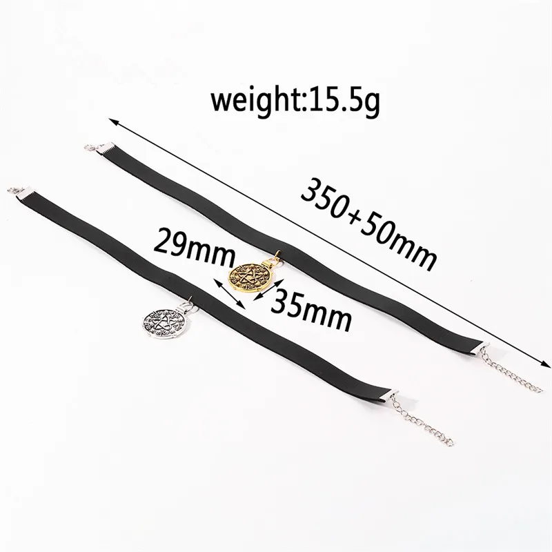 Wizard 3 Medallion Women Necklace Men Choker Neck Stainless Steel Necklaces for Leather Women's Chokers Fashion | Украшения и