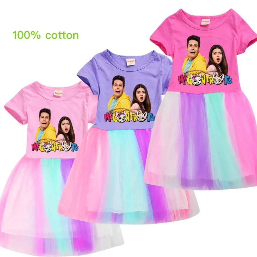 

High Quality Summer Dress Girl Cotton Fashion Cozy Animal Print Me Contro Te Dresess Baby Girls Clothes Teenage Princess Costume