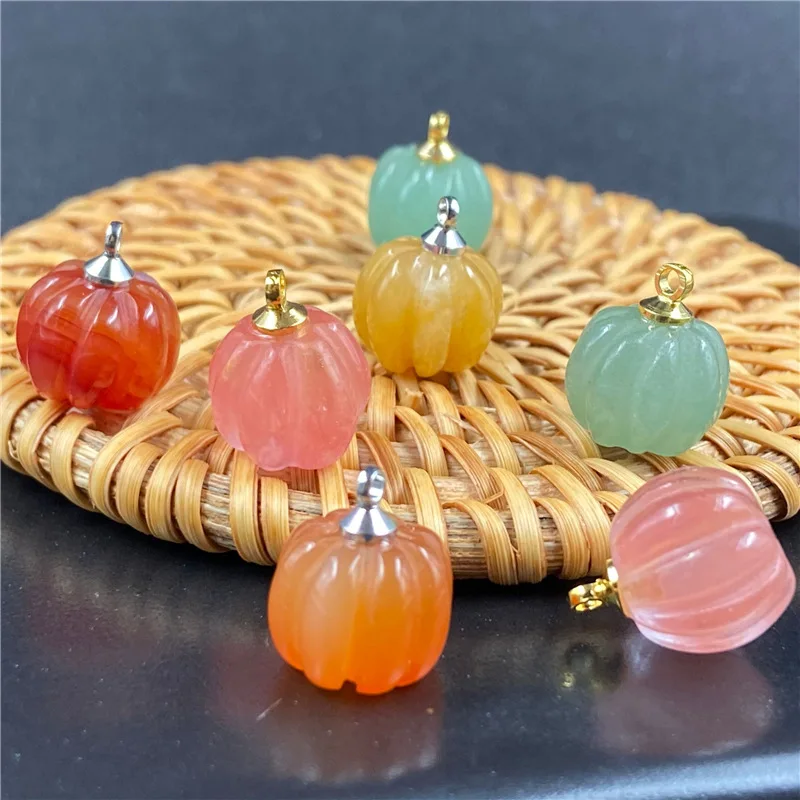 

Crystal beads Opal Charm Pumpkin Pendants slice Halloween Energy Mineral Citrine Tourmaline Fluorite Malachite Natural GemStone