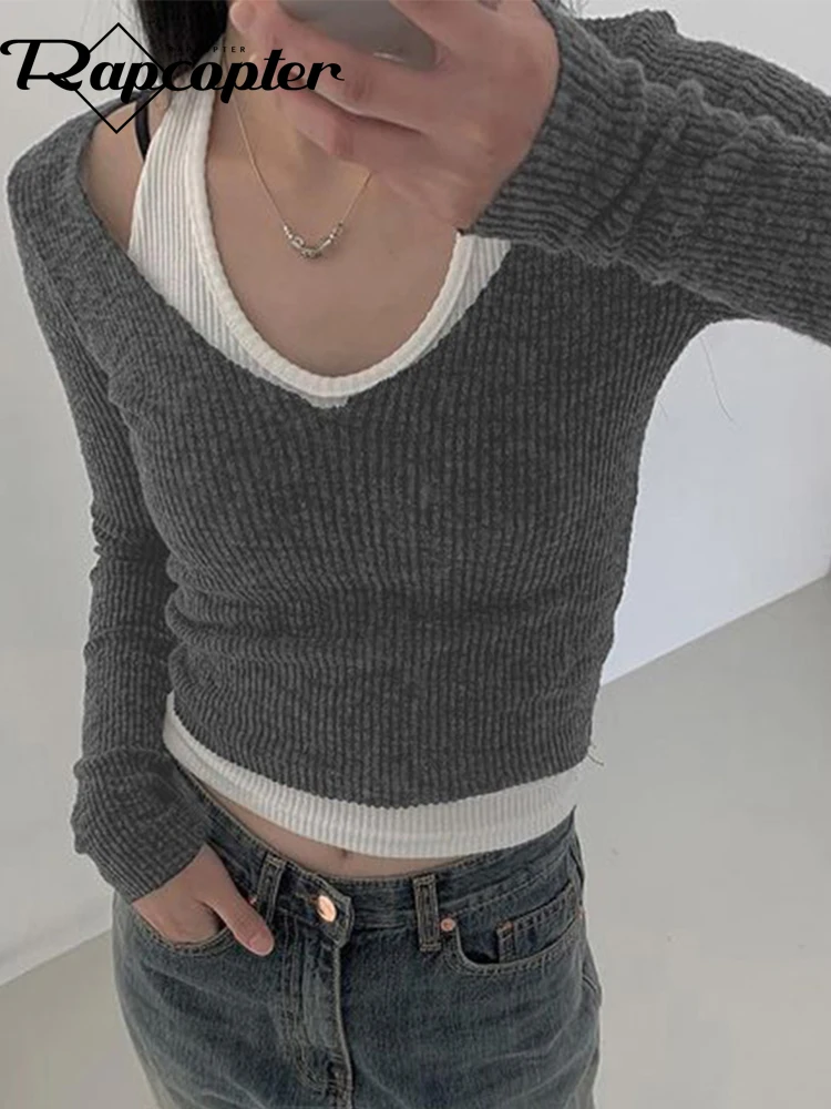 

Топ женский трикотажный в стиле пэчворк, с длинным рукавом