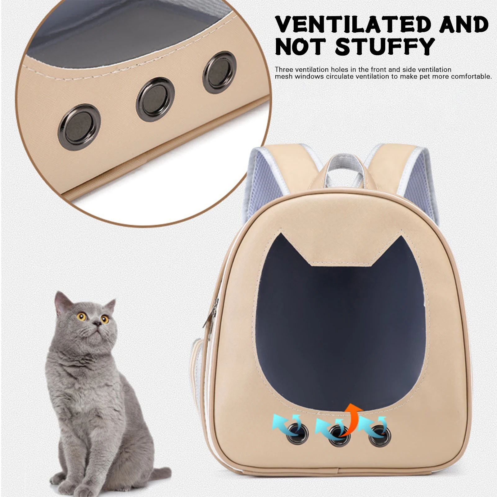 

PU Material Cat Backpack Adjustable Large Space Small Dogs Cats Carrier Transport Bags for Traveling Outdoor Pet Supplies