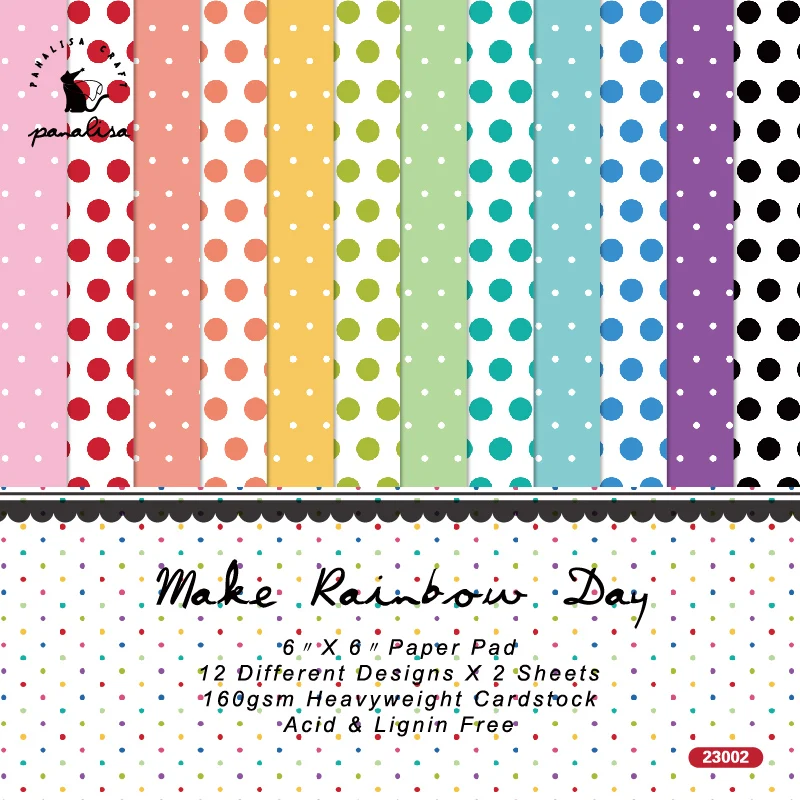 

Panalisacraft 24 sheets 6"X6" Basic Rainbow Dots Scrapbook paper Scrapbooking patterned paper pack DIY craft Background paper