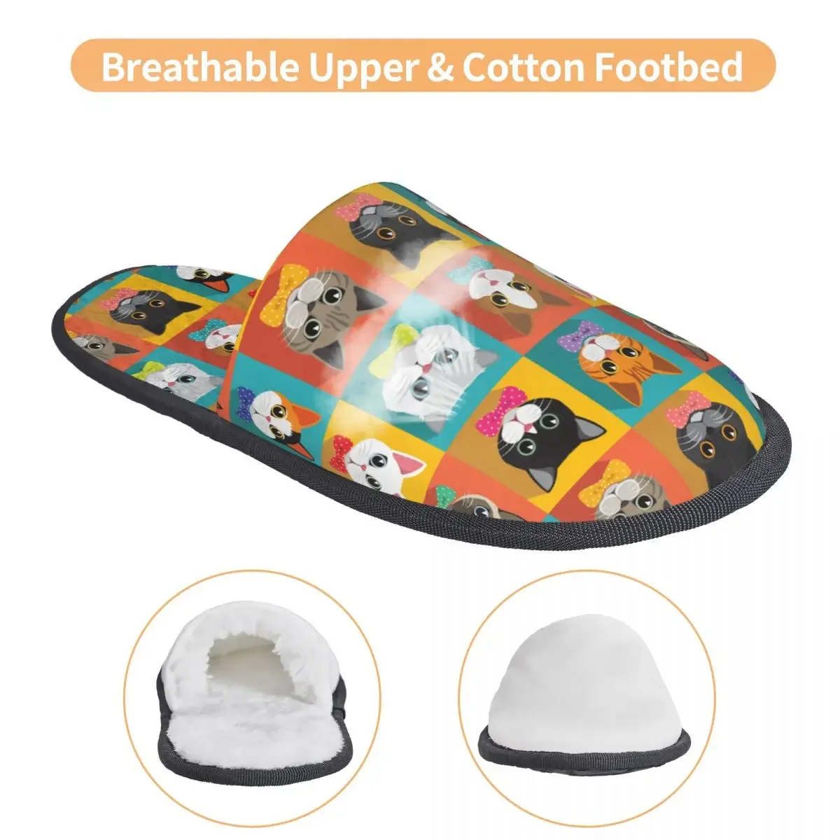 Забавные женские кошачьи головки с принтом на заказ Домашние тапочки узором