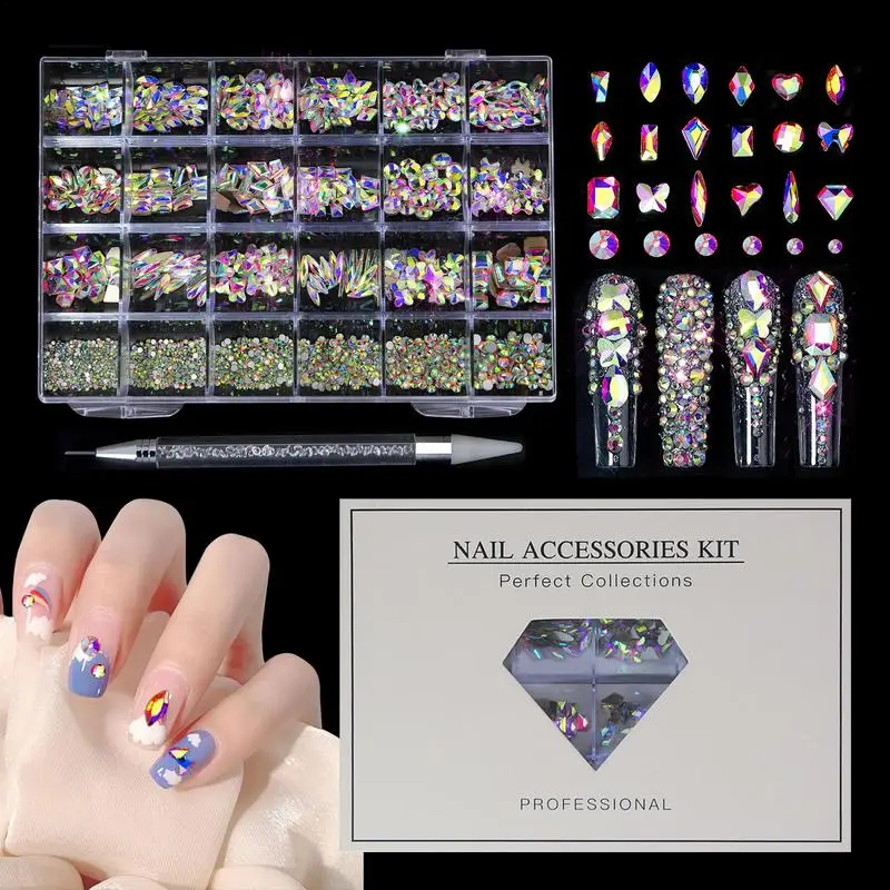 

Multi Shapes Nail Art Flat Back Crystal Rhinestone Dazzling Diamonds Strass Manicure Tip 3D Decoration Nail Gems And Rhinestones