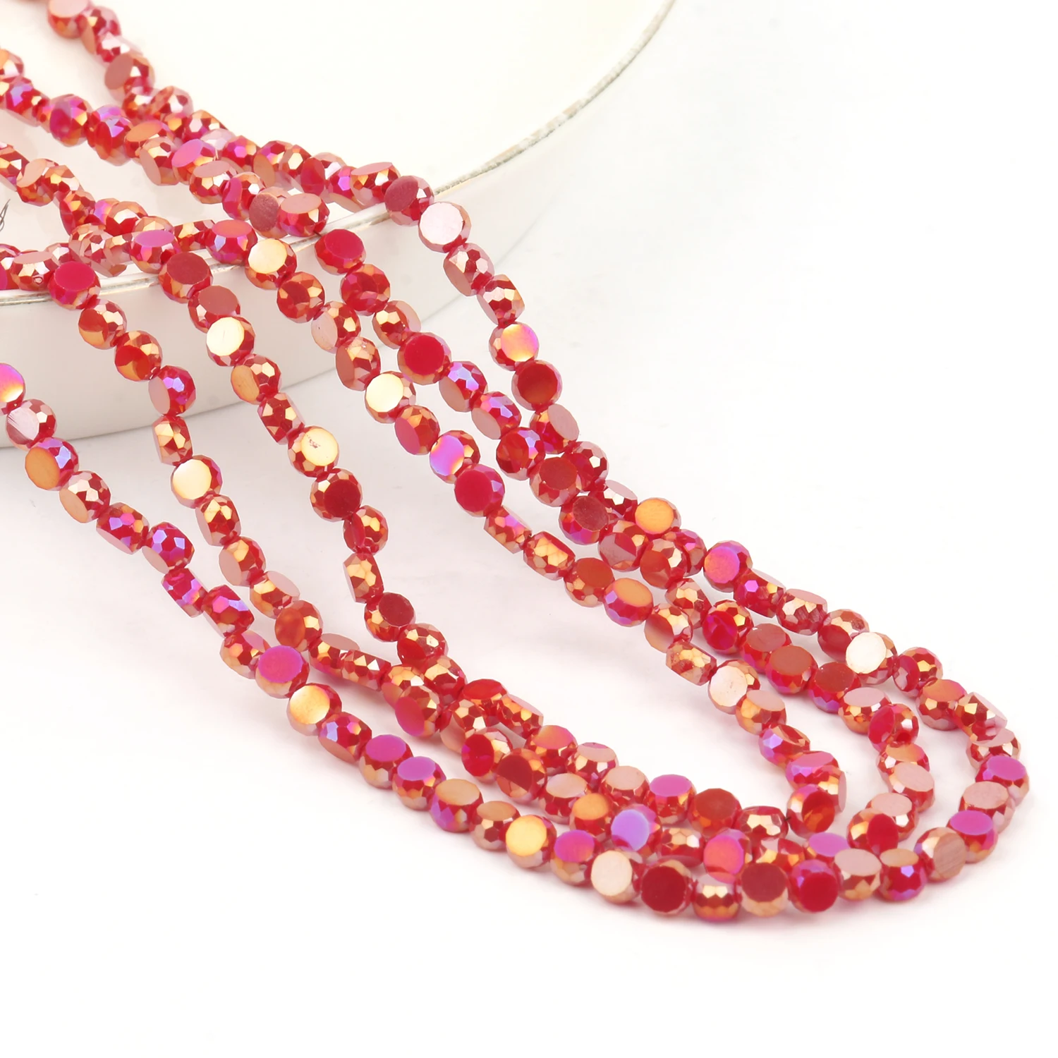 4мм AB Красные фасетированные овальные хрустальные стеклянные бусины для изготовления браслетов DIY аксессуары Оптом.