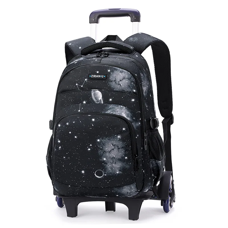 Trolley School Bags 2/6 trolley school backpack Girls boys Backpack Wheels School Bags Detachable Children Rolling Backpacks