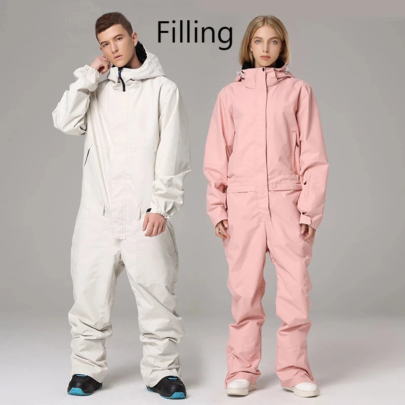 

2023 Winter New One-Piece Ski Suit Women Man Snowboard Suit Overalls Warm Skiing Set Windproof Waterproof Jumpsuits Plus Cotton