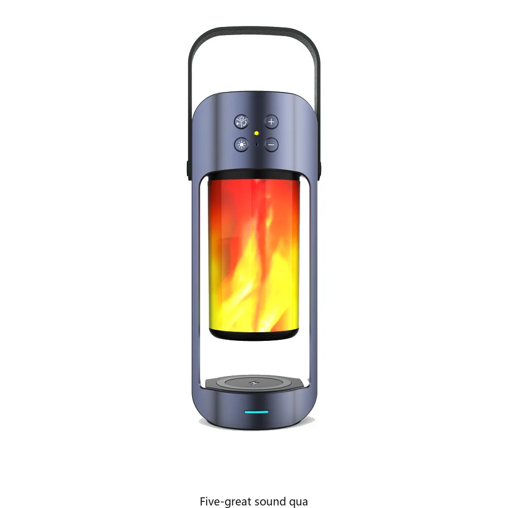 

10w Portable Outdoor for Camping Bluetooth Speaker Flame Lamp Body Emergency Light with Power Bank Function Music Center Boombox